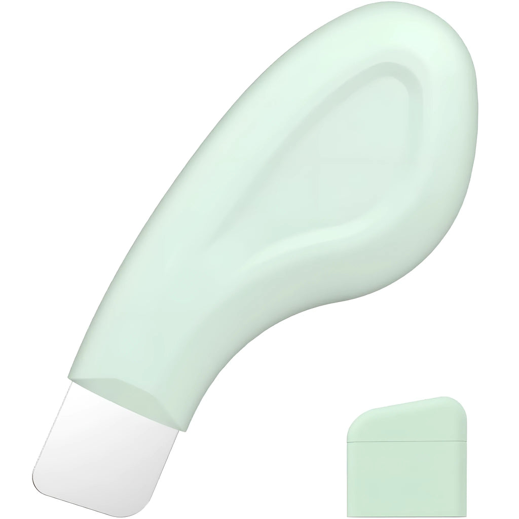 Stainless steel blackhead scraper tool with a non-slip handle for facial pore cleansing
