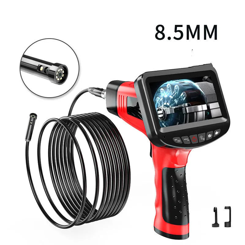 8.5mm diameter dual-lens endoscope camera with a long hard-wire cable for inspection work.