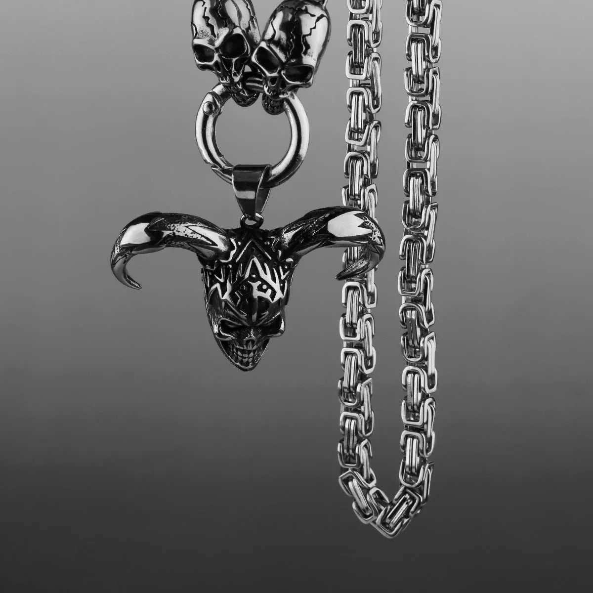 Clown skull titanium steel necklace ghost head chain pendant polished finish European American creative fashion