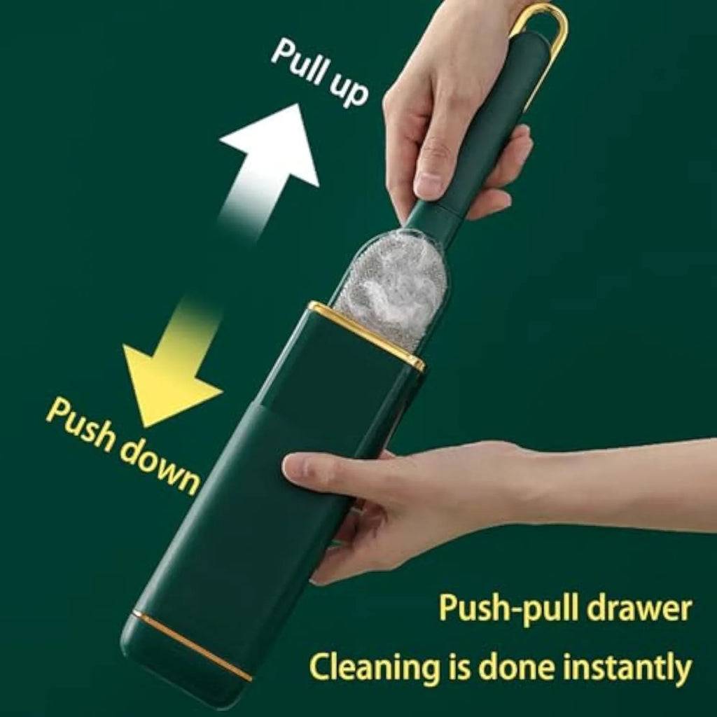 Blue, green, or white reusable double-sided pet hair remover brush with storage box