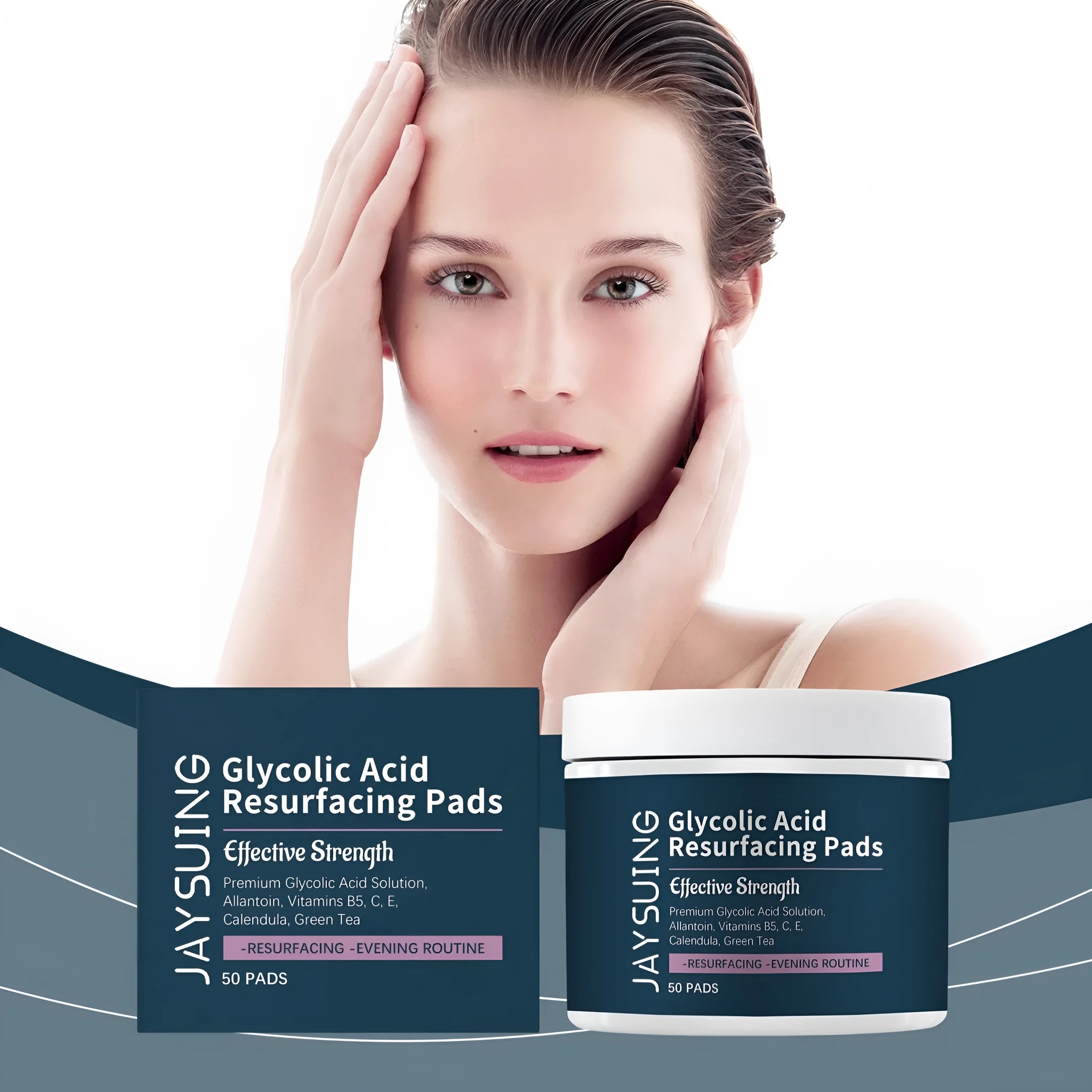 Pack of 50 glycolic acid exfoliating and moisturising cotton cloth facial treatment pads