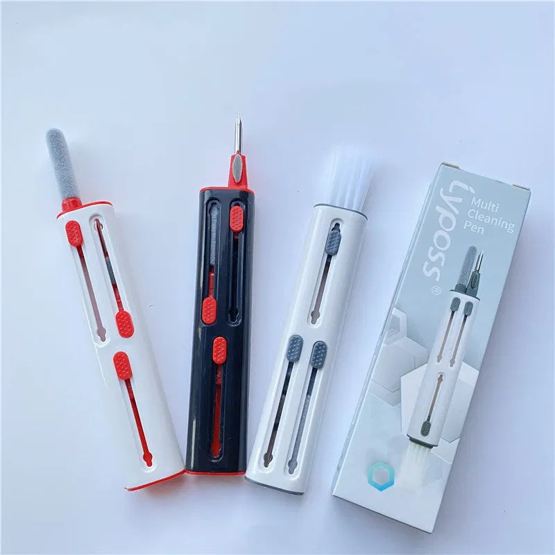 Multi-tool electronic cleaner pen with four cleaning heads for AirPods and Bluetooth earphones