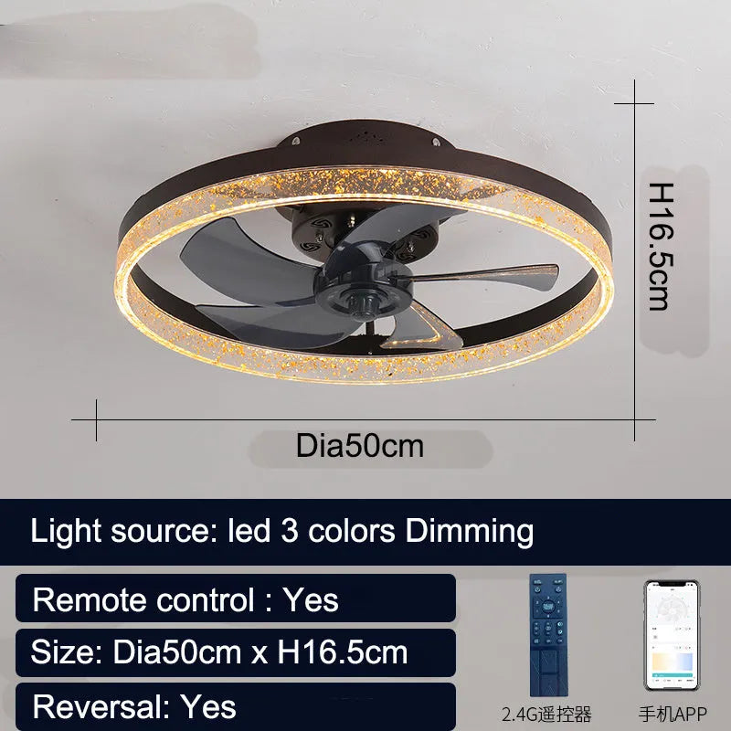 Nordic style ceiling fan light with wooden blades and a white lamp housing, showing remote control.
