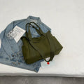 Large capacity canvas shoulder bag with sandwich pocket design in solid colour options