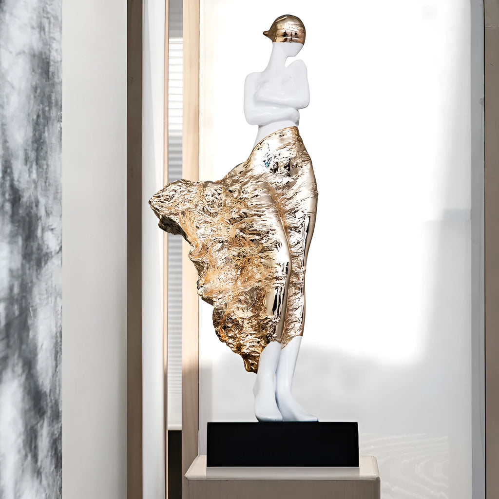 48cm tall modern character sculpture ornament in rose gold or silver finish
