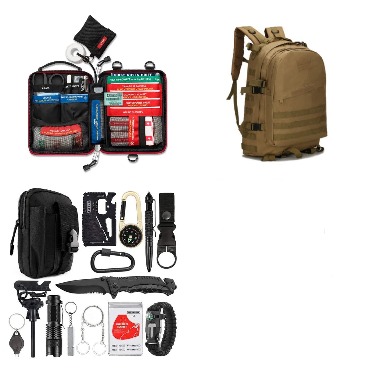 Outdoor camping multi-function survival tool compact 17.5x12x6cm self-defence SOS equipment