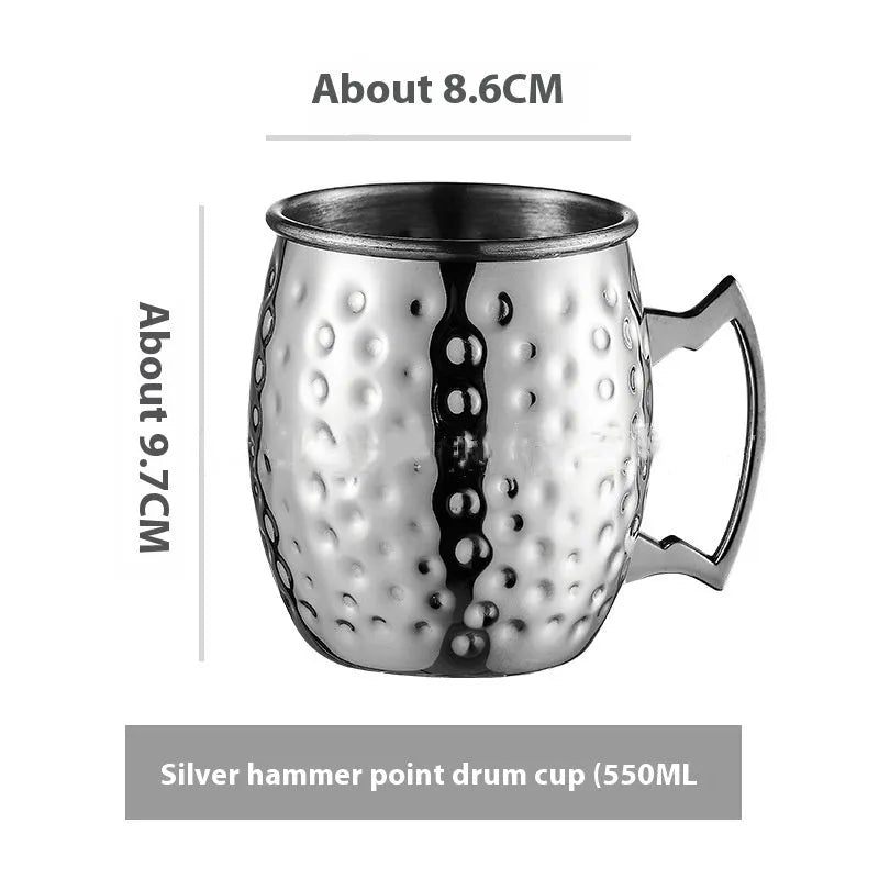 Stainless steel copper plated Moscow mule cup with hammered finish in gold colour