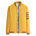 Men's baseball collar jacket with four-bar TB design in khaki, yellow, and black colours