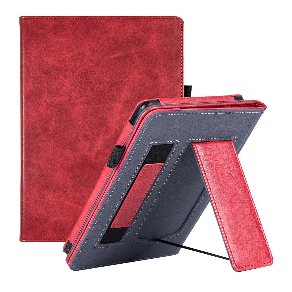 Kindle Paperwhite leather case with integrated wrist strap in a choice of colours including black calfskin.