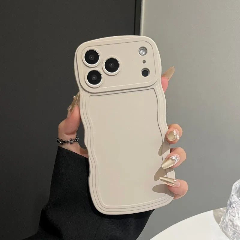 Antique white liquid big wave TPU phone case with embossed texture for iPhone