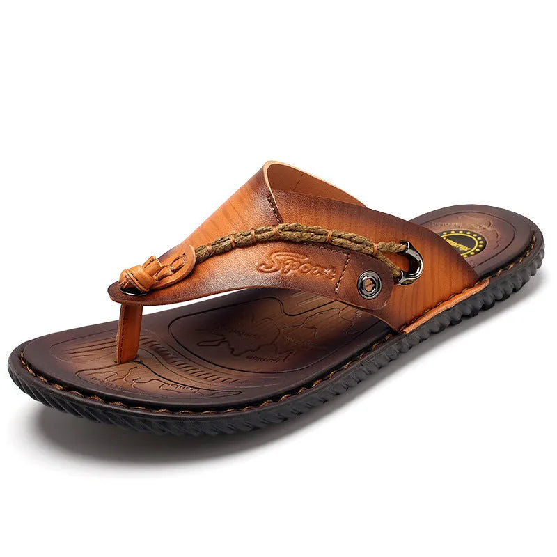 Men's black casual slippers with a non-slip sole and PU leather upper.