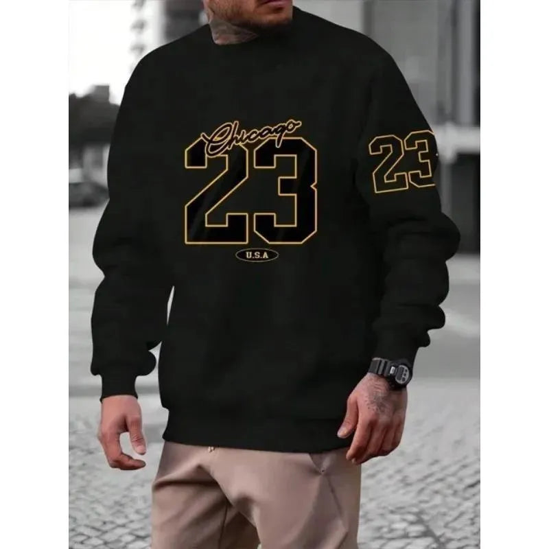Men's art letter design fleece sweatshirt in pullover style available in four colours