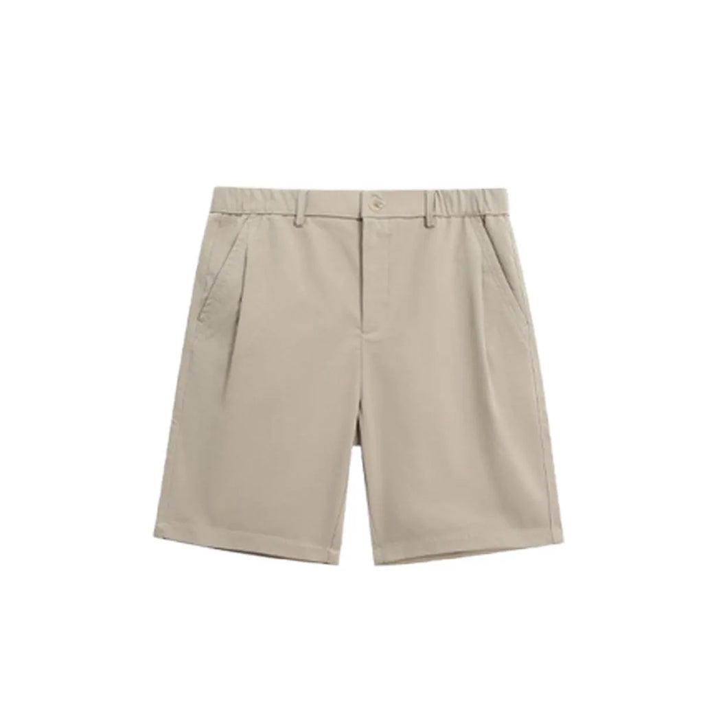 Straight-leg summer business casual trousers in khaki colour with five-pocket design