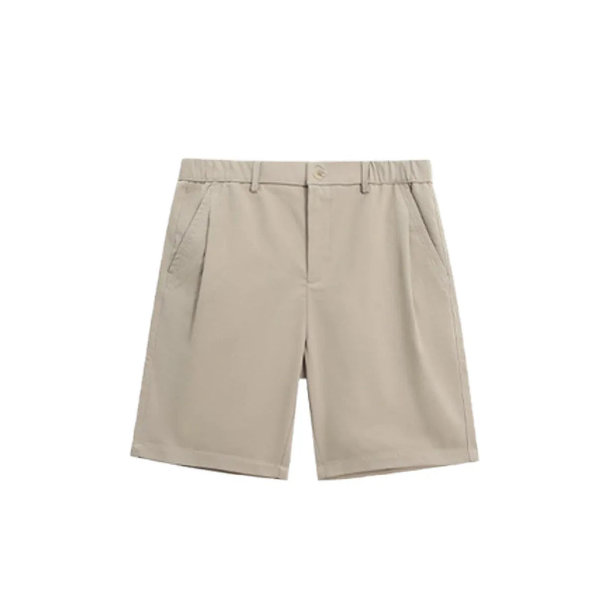 Straight-leg summer business casual trousers in khaki colour with five-pocket design