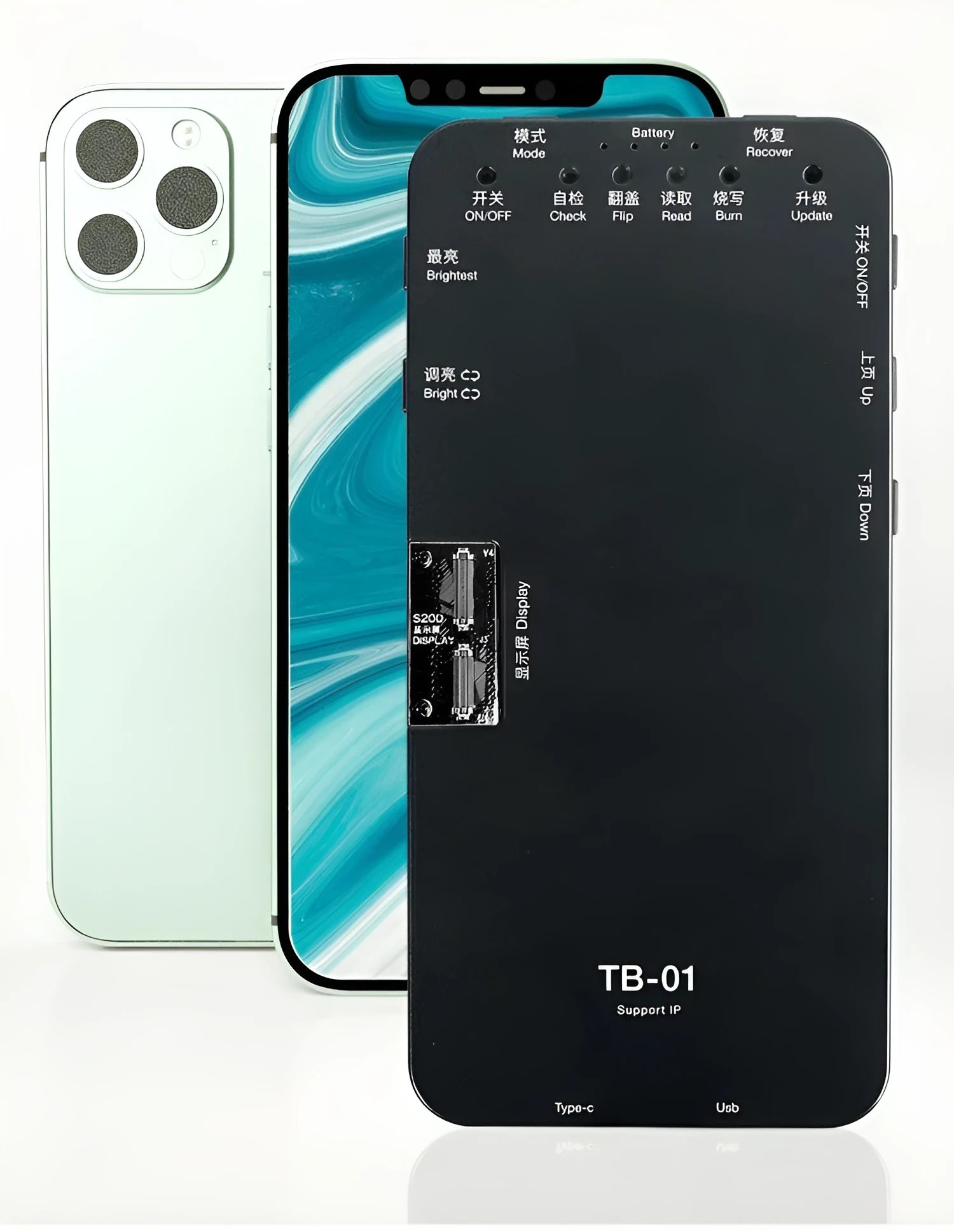 Mobile phone screen repair colour detector with ABS housing and connector options for multiple smartphone brands