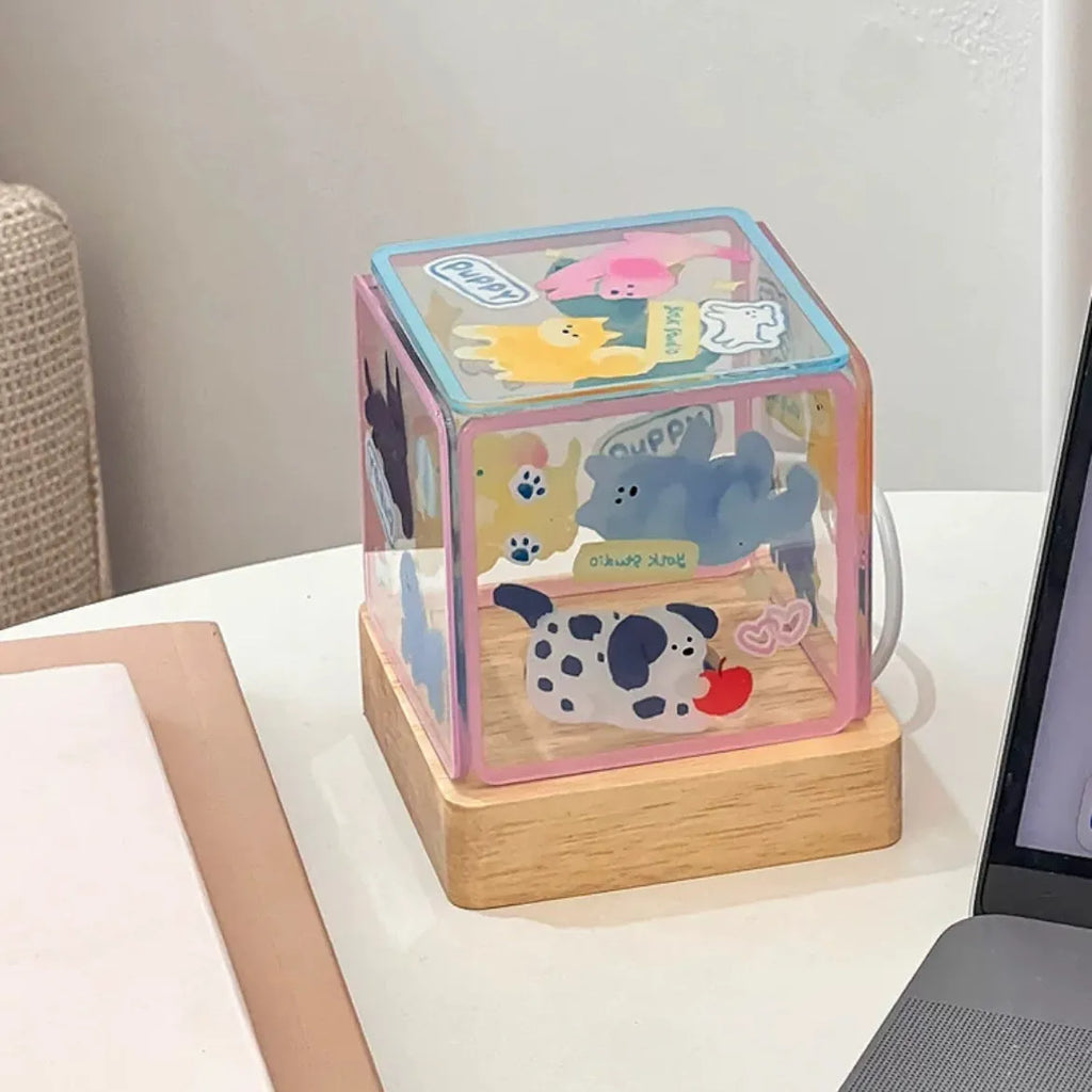 Acrylic self-adhesive USB small night lamp in kitten design, 8cm size for bedside ambience