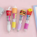 Cartoon themed 4-colour press ballpoint pen with plastic and silicone construction