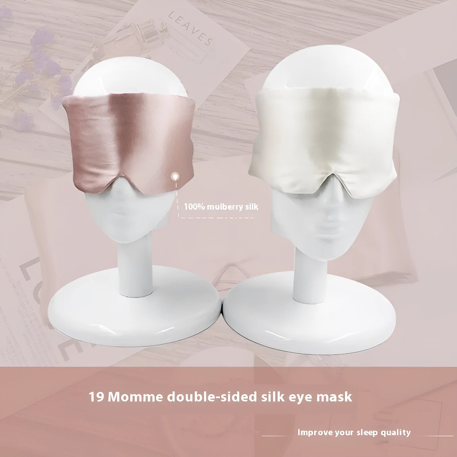 Mulberry silk sleep eye mask in multiple colour options including black and champagne gold
