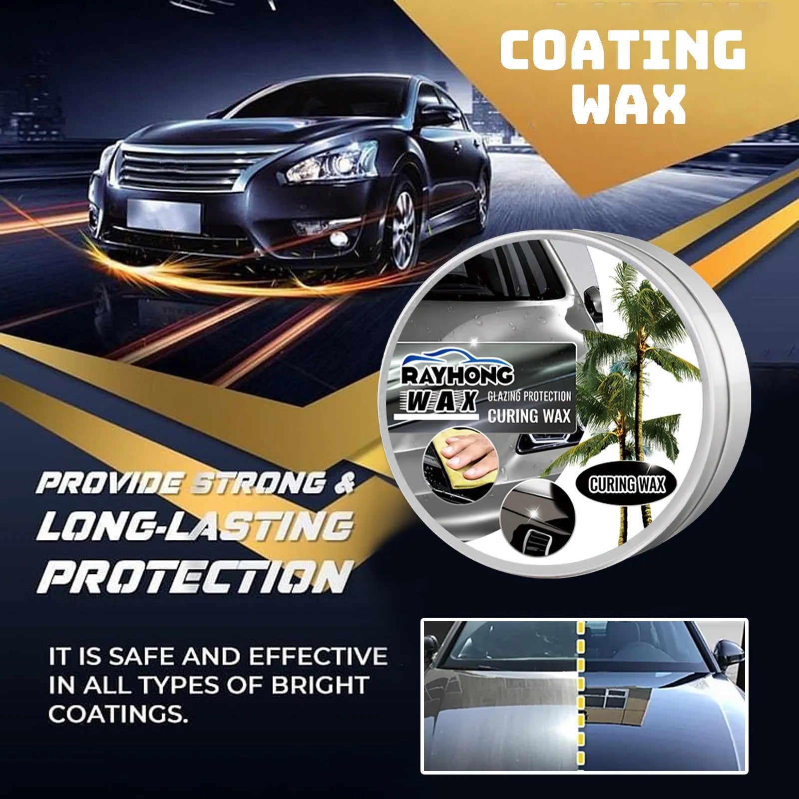 Car coating wax block and sponge applicator for vehicle paint renovation and dustproof protection