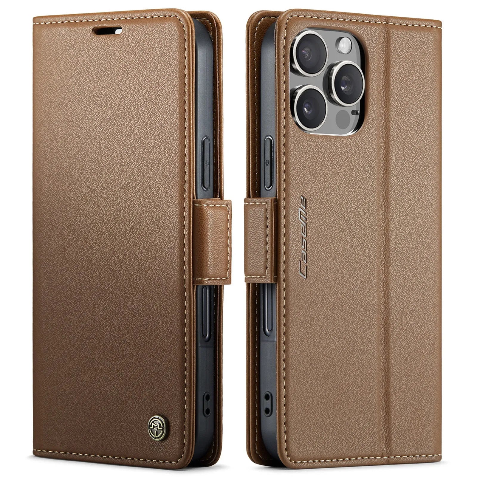 Black anti-theft TPU leather phone case with card slot and kickstand for iPhone model