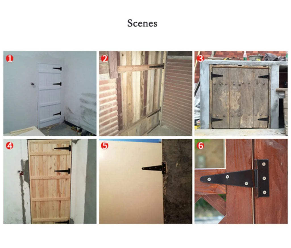 Fixed light T-shaped iron hinge for wooden courtyard doors with straight arm curvature