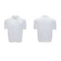 Men's slim-fit knitted polo shirt with oblique zipper lapel collar in black, grey or white