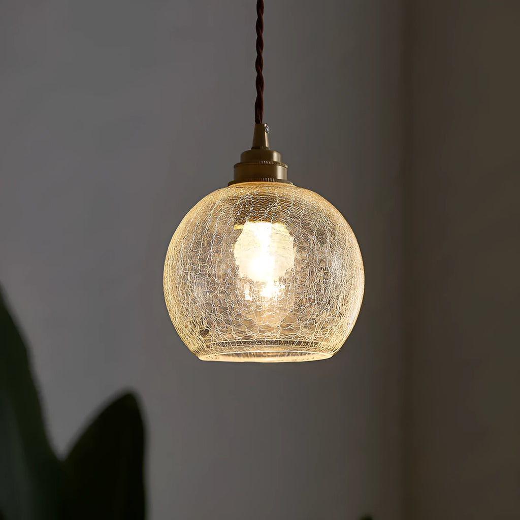 Retro brass and glass ball chandelier ceiling light with copper body