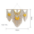 Nordic style creamy white cotton tapestry wall hanging measuring 120x95cm with hand-woven texture
