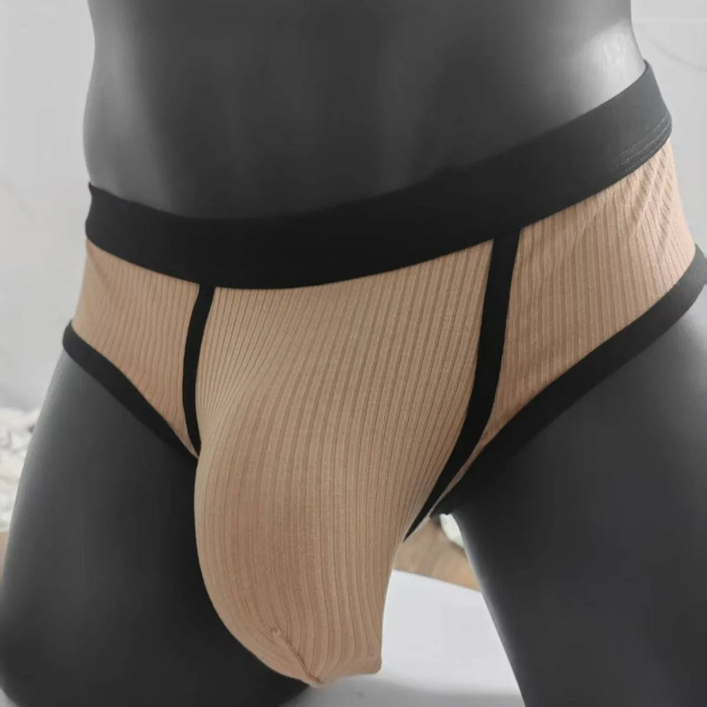 Men's U-shaped big bag briefs in breathable viscose fabric showing low waist design