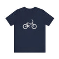 Summer loose short sleeves T-shirt men and women round neck Dark Blue polyester casual top