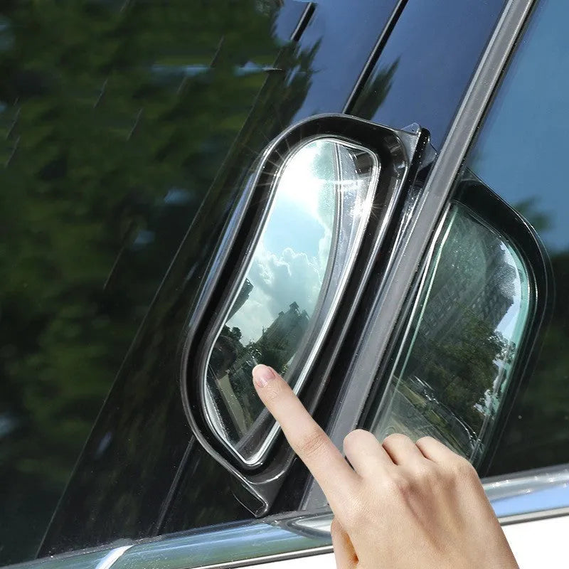 Black universal two-row wide angle car rear view mirror accessory with ABS housing