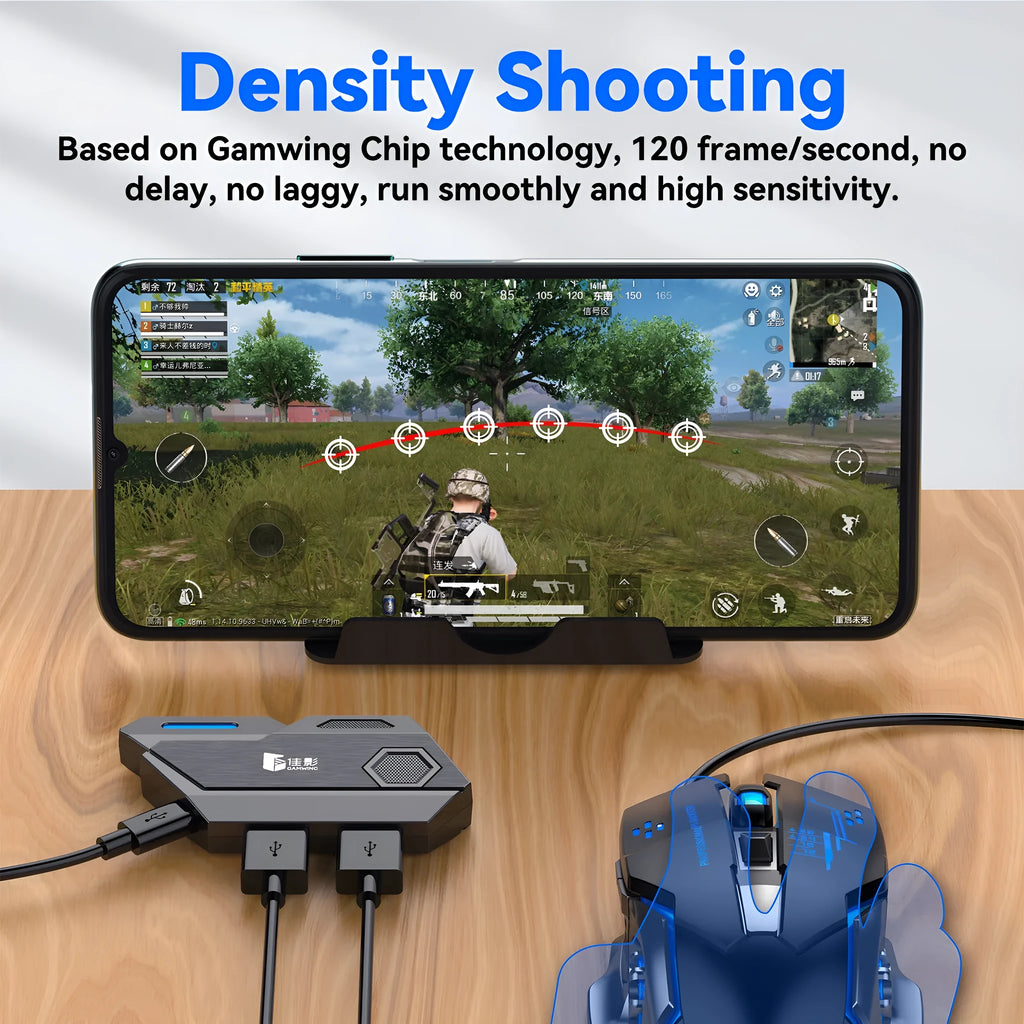 Mobile gaming keyboard mouse converter with USB interface for touchscreen control conversion