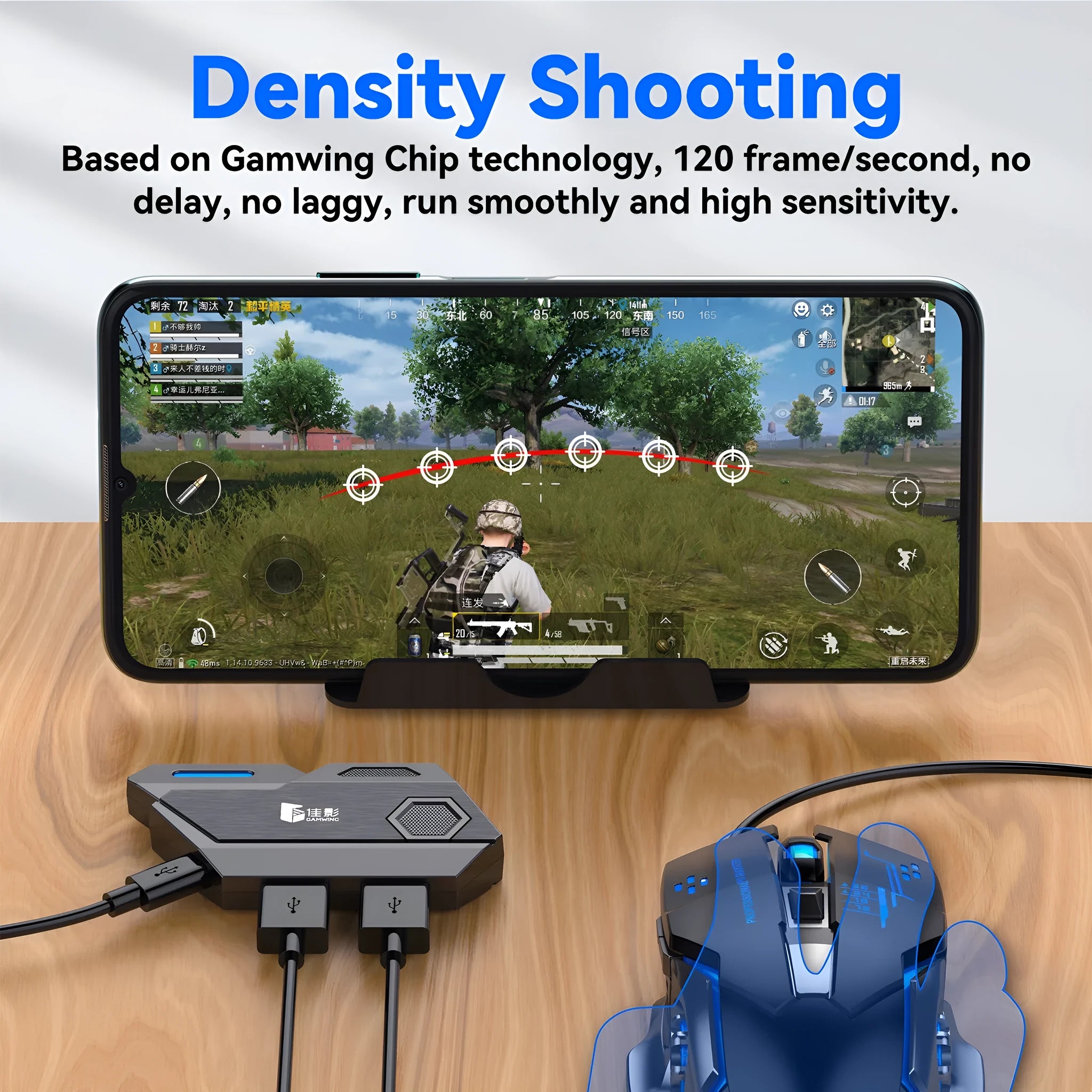 Mobile gaming keyboard mouse converter with USB interface for touchscreen control conversion