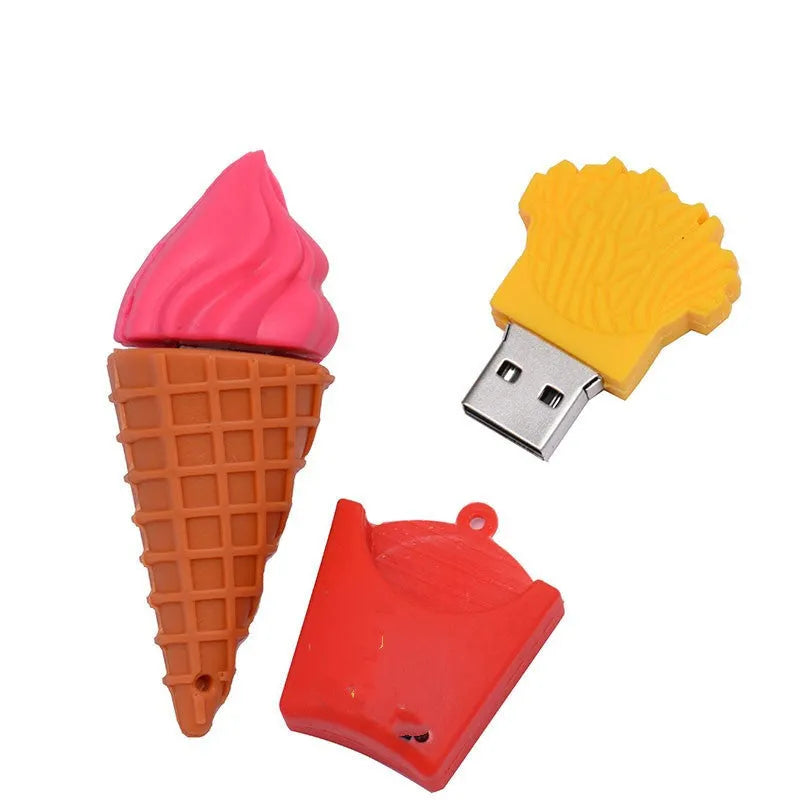 Pink mini ice cream topper USB flash drive on a white background.