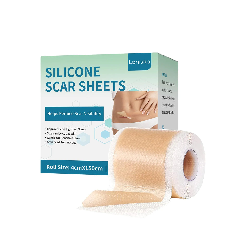 A single roll of smooth silicone scar paster for skin treatment with mint leaf extract.