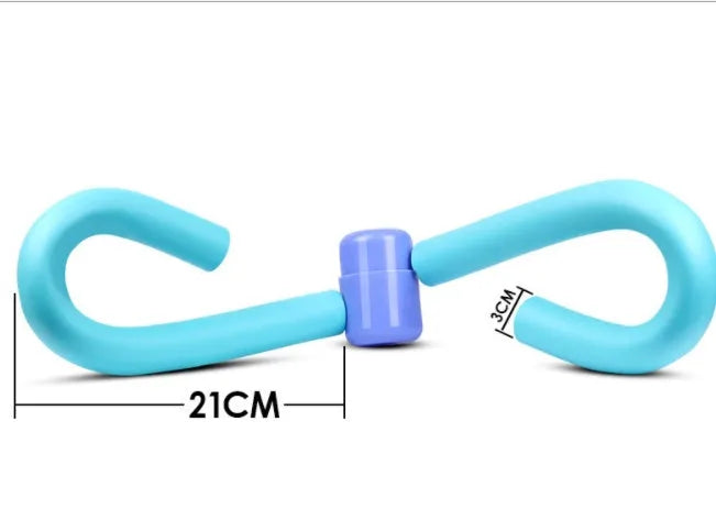Pink leg training clip made of PVC, foam and steel spring for arm, leg, chest and waist exercise.