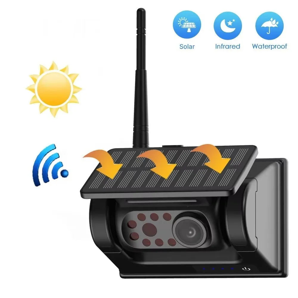 HD wireless solar magnet rearview camera with 5-inch AHD rear view monitor for cars and trucks