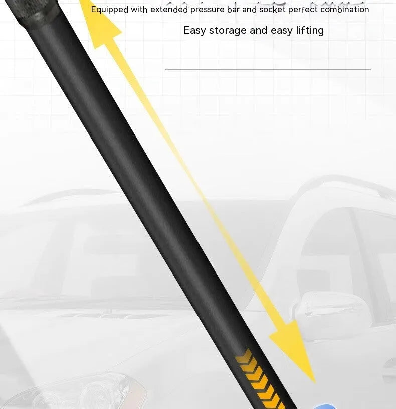 Horizontal hydraulic trolley car jack with handle for tyre changes