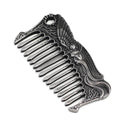 Nordic Viking stainless steel comb double-sided with Aoding crow design steel colour unisex