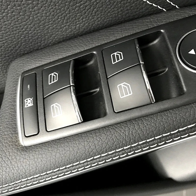 Black glitter decorative plastic cover sticker for a car window lift button.