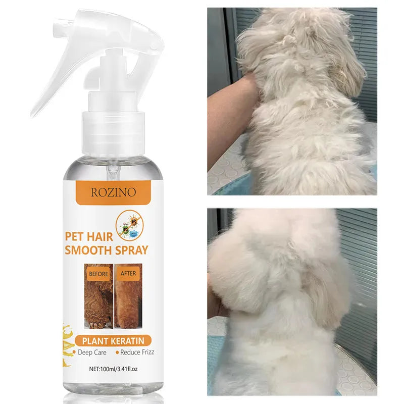 Pet hair fluffy conditioning spray 100ml anti-static anti-knotting odour remover for dogs and cats