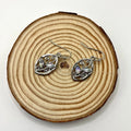 Silver leaf-shaped earrings with embedded colourful moonstone for women