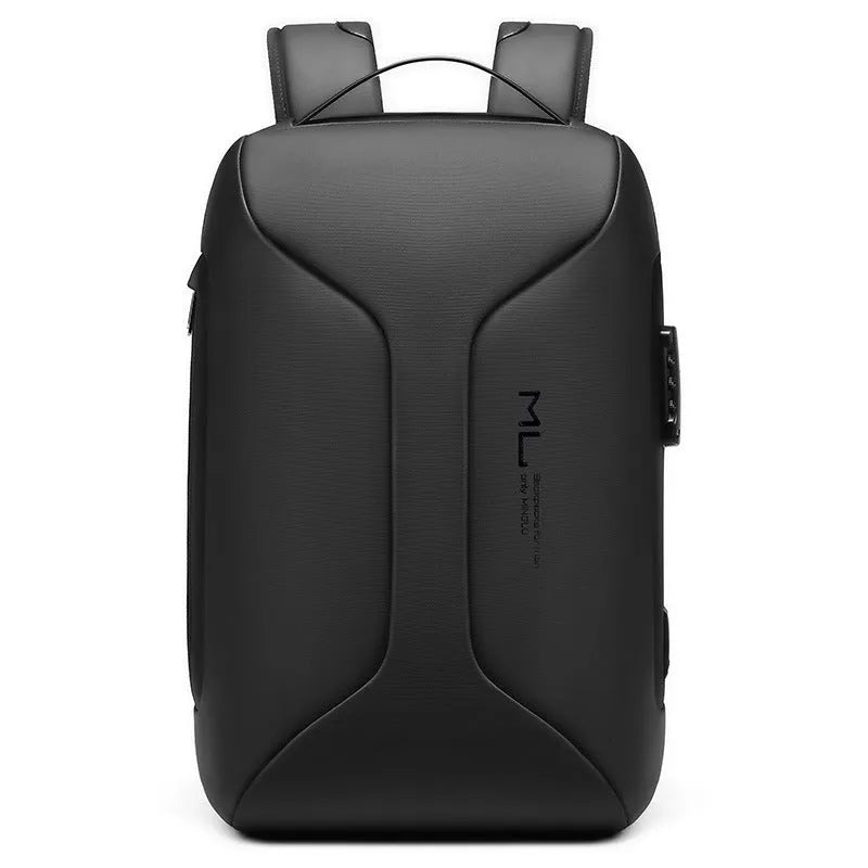 Men's grey Oxford cloth business backpack with padded straps and front compartment