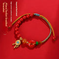 Emperor red sand cinnabar bracelet with hand-woven peace buckle design
