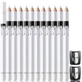 12 white and black waterproof eyeliner pencils with sharpener for multipurpose makeup application