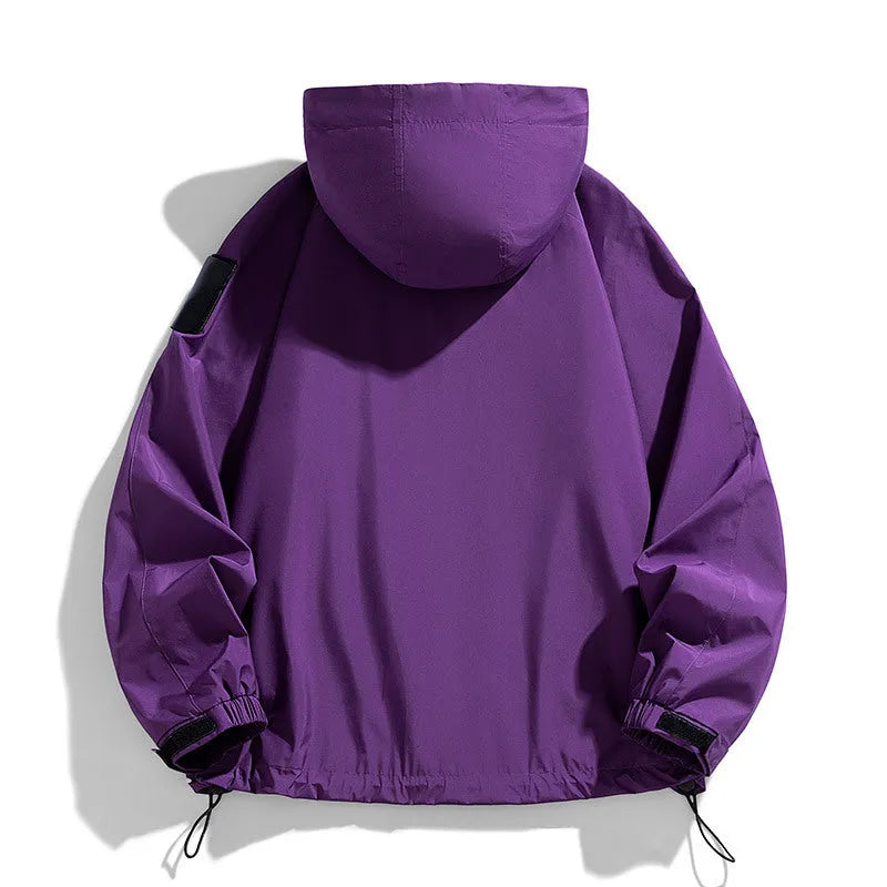 Men's waterproof windproof hooded jacket in polyester blend fabric available in multiple sizes