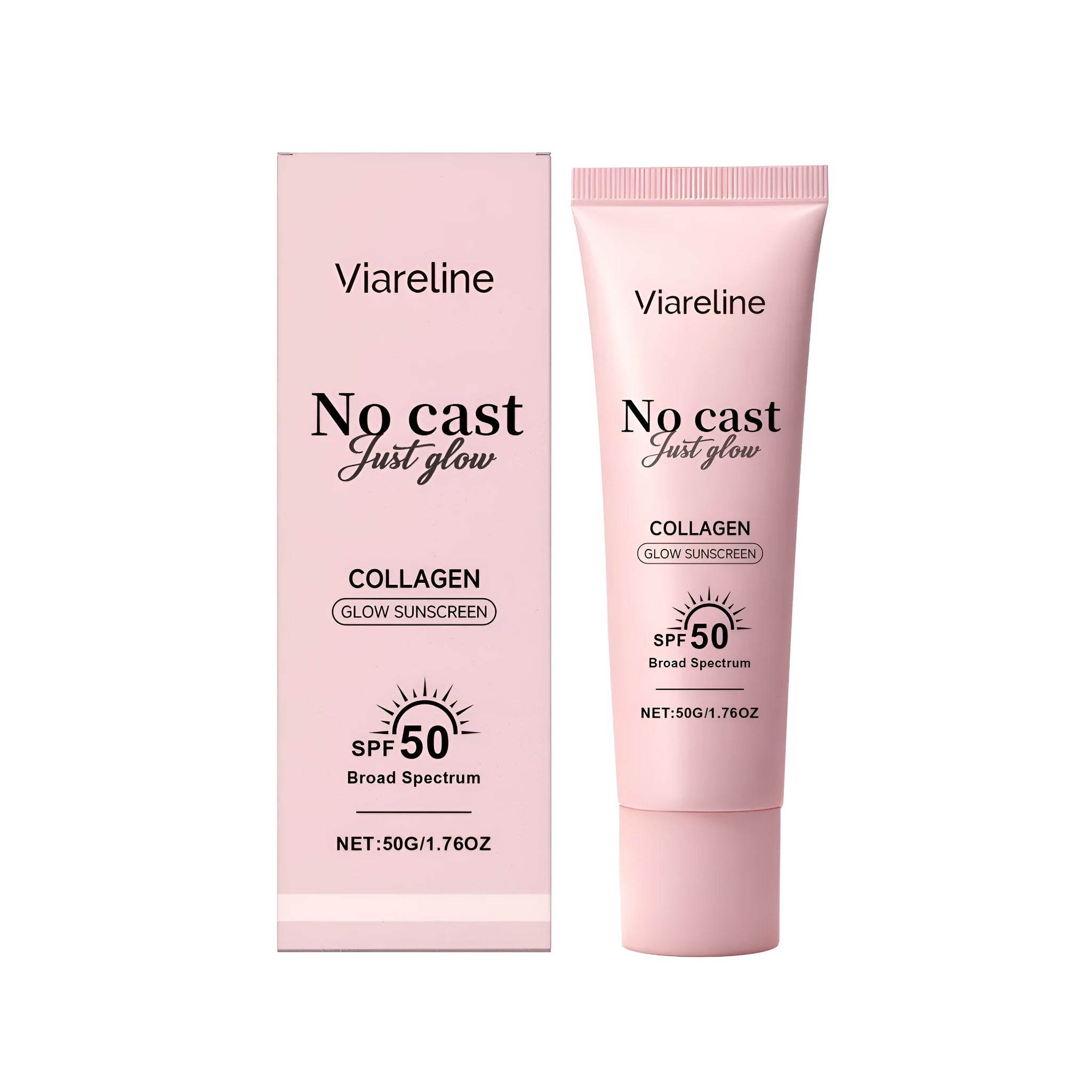 Collagen sunscreen tube 50g with titanium dioxide and hyaluronic acid for UV protection