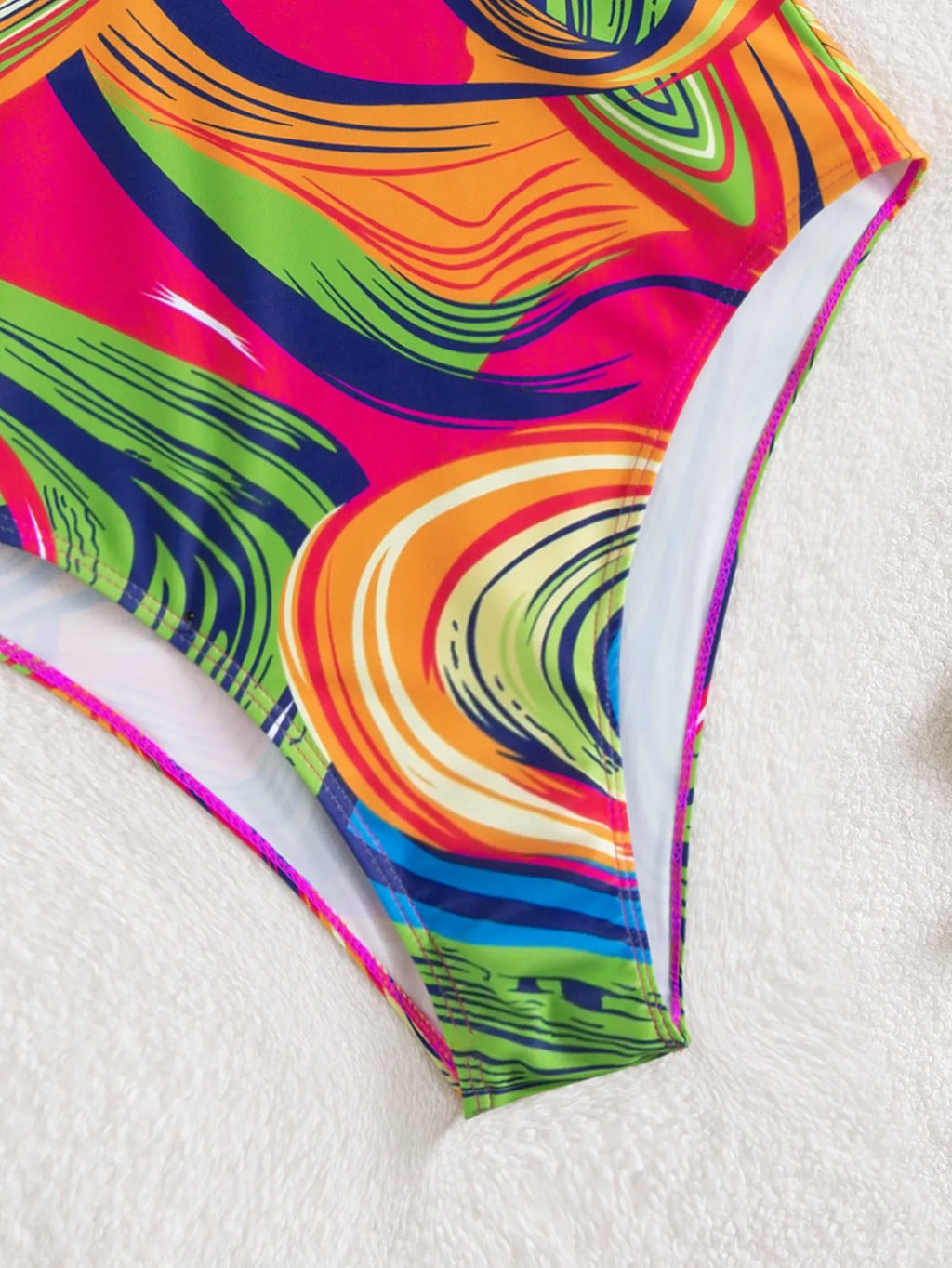 Women's printed deep V neck one-piece swimsuit with spaghetti straps in multiple colour options