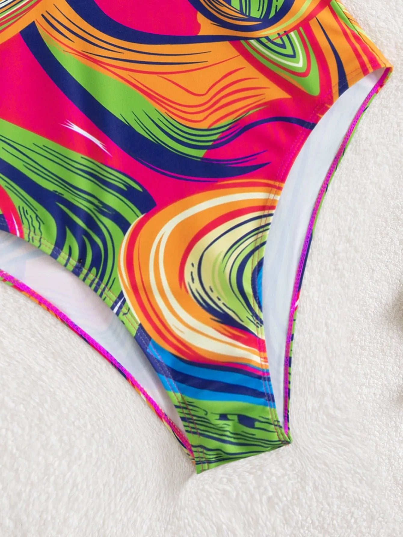 Women's printed deep V neck one-piece swimsuit with spaghetti straps in multiple colour options