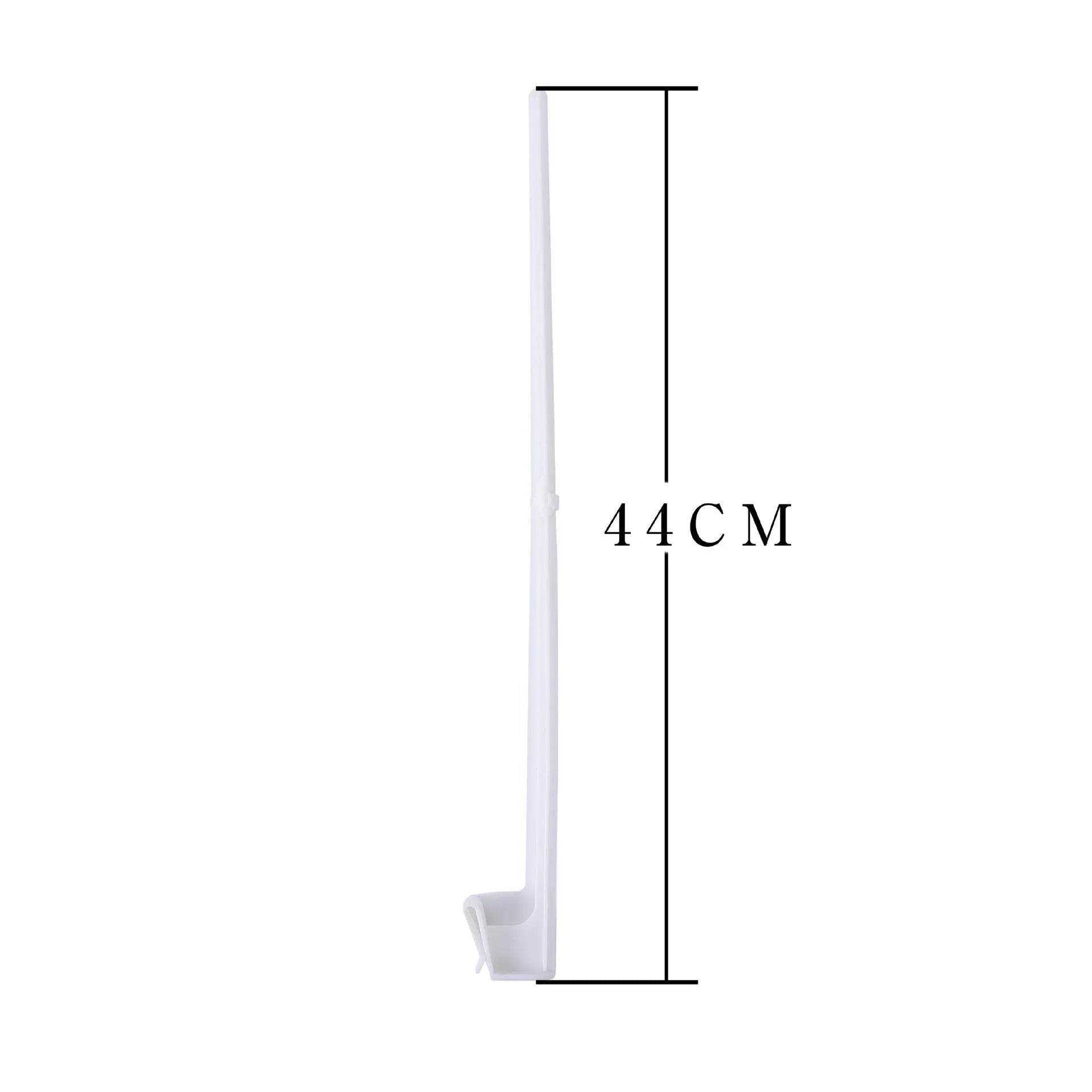 Ten white plastic car window flag pole clip mounts laid out on a surface.